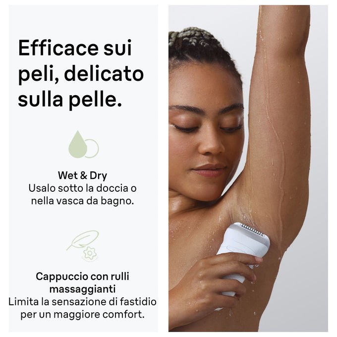 Braun 7-041 Silk-épil 7 Epilatore Wet and Dry MicroGrip Senza Fili 40 pinzette 2 velocita' autonomia 40 min colore Bianco
