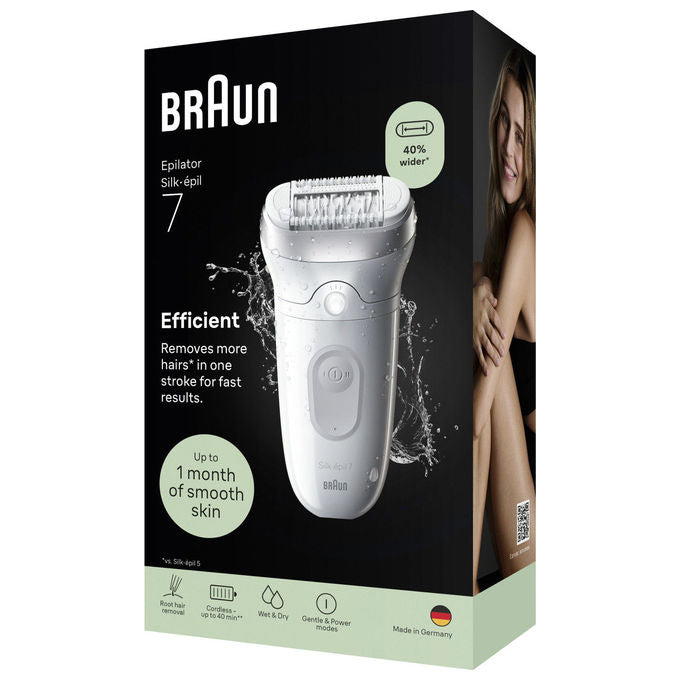 [ComeNuovo] Braun SE7-000 Silk-épil 7 Epilatore Wet and Dry 40 pinzette MicroGrip Testina larga SmartLight colore Argento