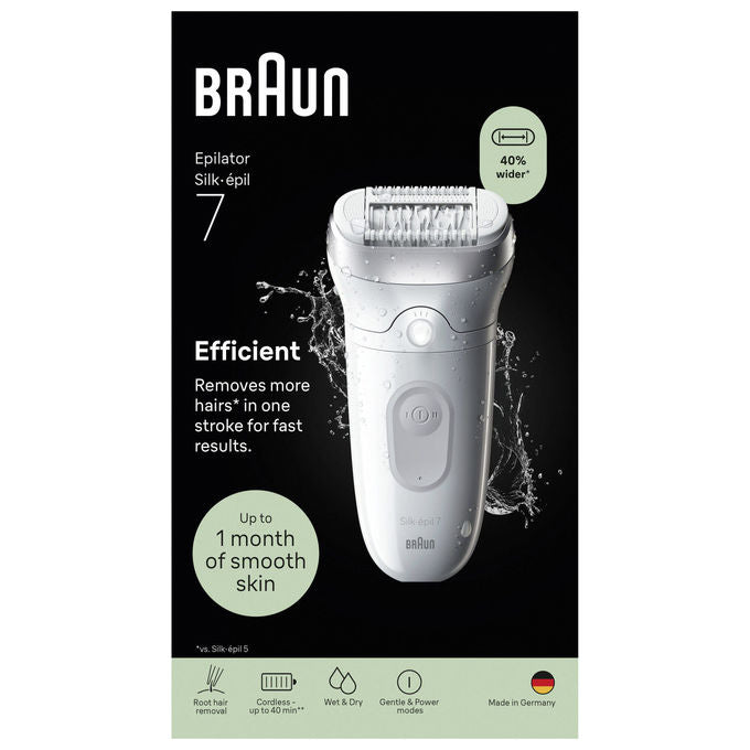 [ComeNuovo] Braun SE7-000 Silk-épil 7 Epilatore Wet and Dry 40 pinzette MicroGrip Testina larga SmartLight colore Argento
