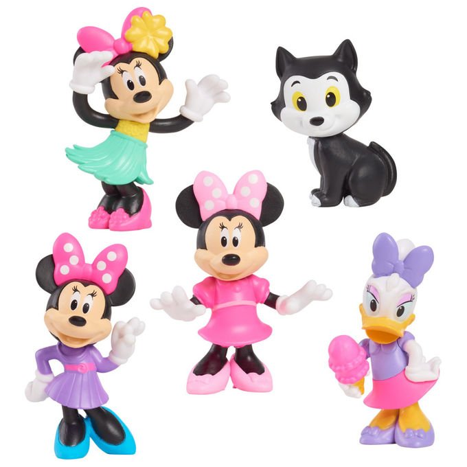 Just Play 88044 Mini Personaggi Minni Disney Junior Set 5 Figure da Collezione Minnie's Bow-Toons 3 anni+