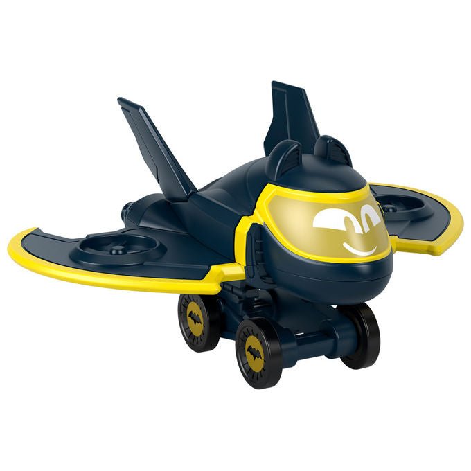 Fisher-Price HYB67 Batwheels Aeroplano Batwing Veicolo Giocattolo Die-Cast Metallo scala 1:55 colore Blu Marino Giallo