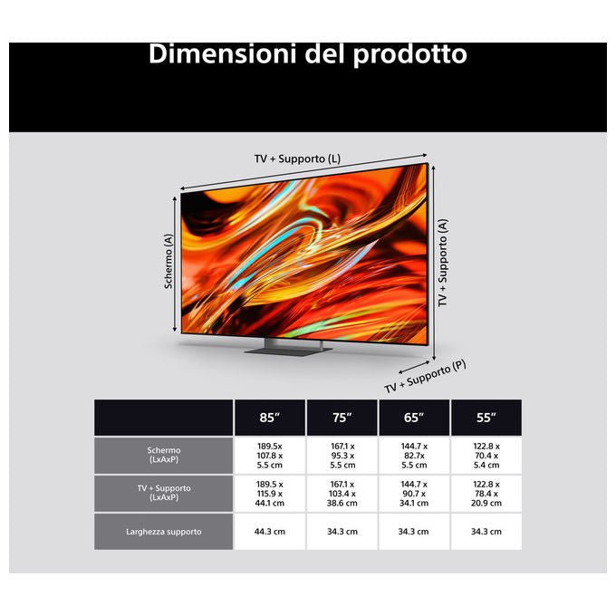 Sony K-55XR75M2 BRAVIA 7 II Smart TV 55'' 4K Ultra HD LED RGB Google TV Dolby Vision Atmos Wi-Fi 6E colore Nero