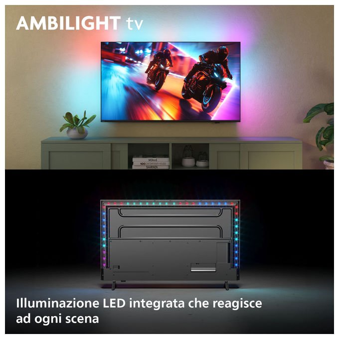 Philips 75MLED920-12 Ambilight Smart TV 75'' QD MiniLED 4K Dolby Vision Dolby Atmos Titan OS 120 Hz HDMI 2.1 colore Nero