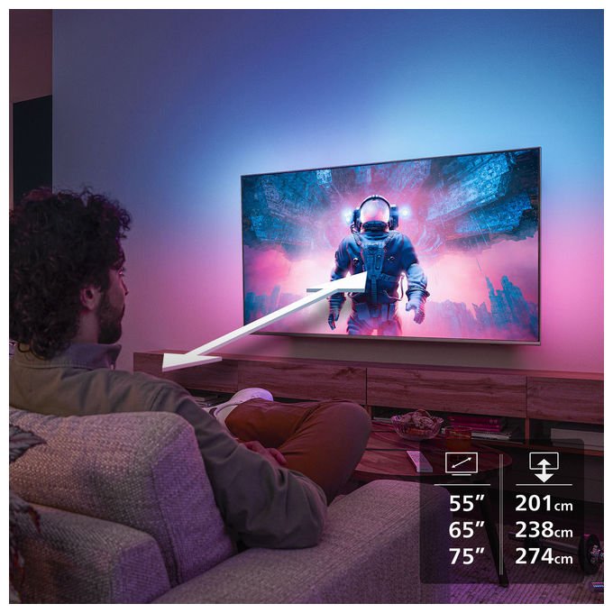 Philips 75MLED920-12 Ambilight Smart TV 75'' QD MiniLED 4K Dolby Vision Dolby Atmos Titan OS 120 Hz HDMI 2.1 colore Nero