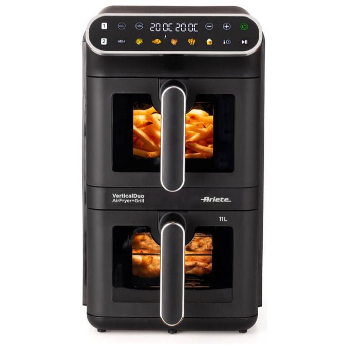 Ariete 4640 Friggitrice ad aria 11 L 2460W Doppia Verticale 2 Cestelli Sync Dual 6 Programmi Grill 200°C colore Nero