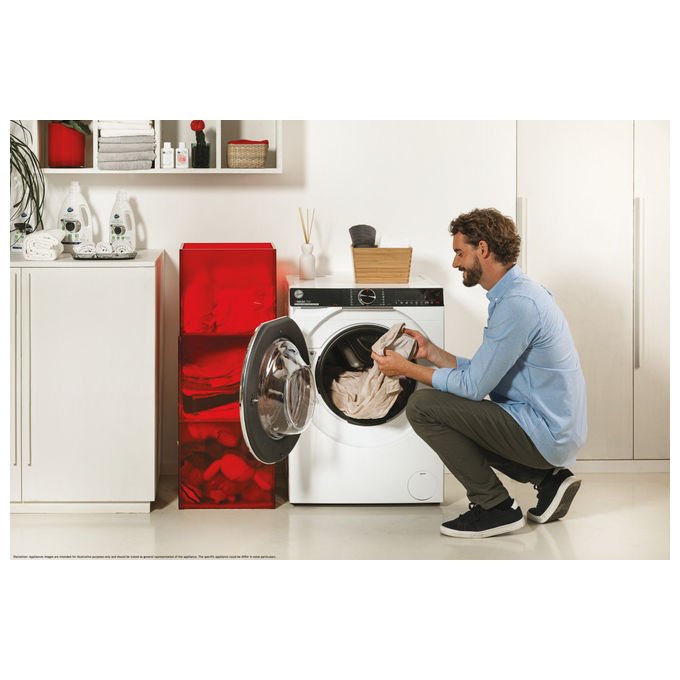 Hoover H7W 412MBC8-S H-Wash 700 Lavatrice Frontale 12 Kg 1400 rpm Classe A Inverter Vapore Wi-Fi (85x60x67 cm) colore Bianco