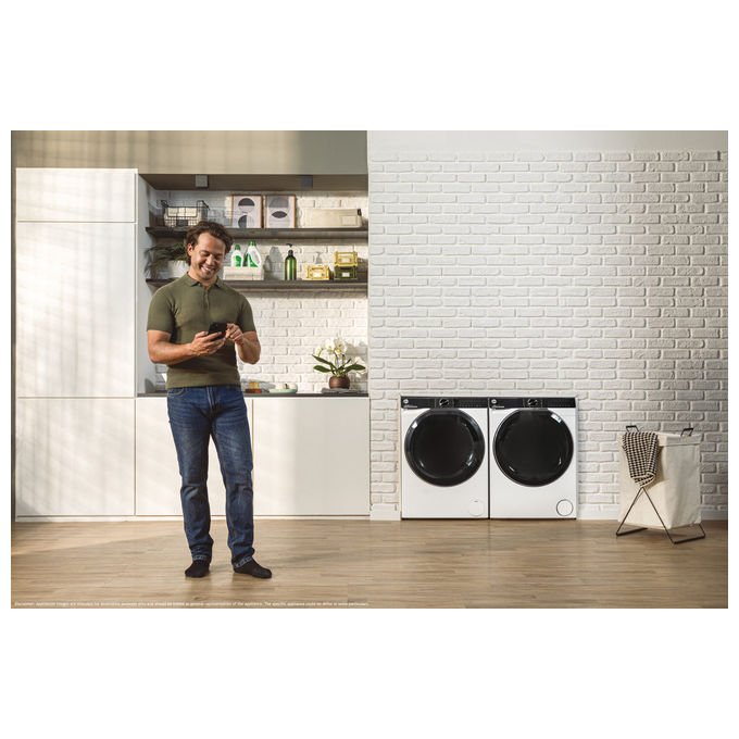 Hoover H7W 412MBC8-S H-Wash 700 Lavatrice Frontale 12 Kg 1400 rpm Classe A Inverter Vapore Wi-Fi (85x60x67 cm) colore Bianco
