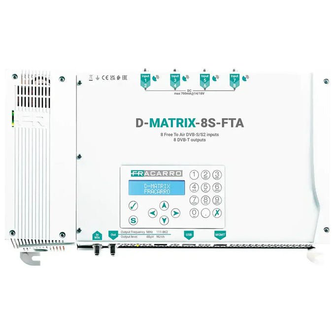 Fracarro DMATRIX8SFTA Centrale Compatta Ricezione Satellitare DVB-S2 8 Tuner 4 Ingressi SAT 8 Uscite DVB-T COFDM Web Interface