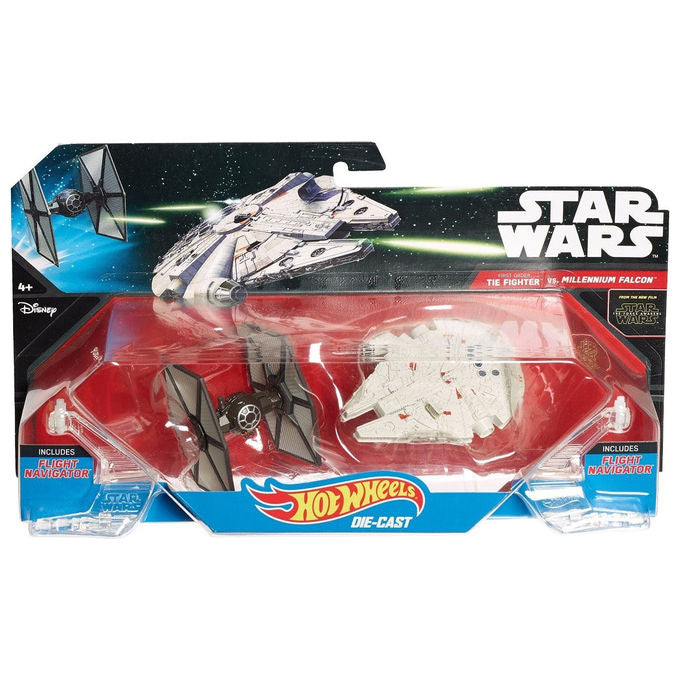Hot Wheels CGW95 Star Wars TIE Fighter vs Millennium Falcon 2 Pack Astronavi Modellino colore Multicolore