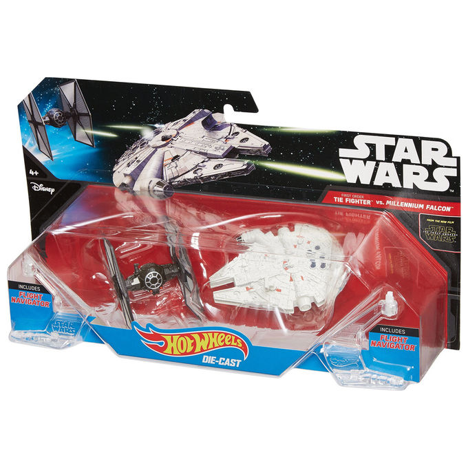 Hot Wheels CGW95 Star Wars TIE Fighter vs Millennium Falcon 2 Pack Astronavi Modellino colore Multicolore