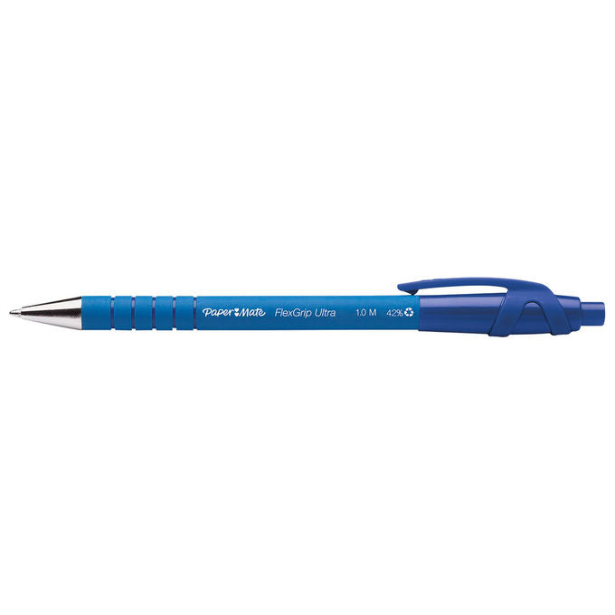 Papermate S0190433 FlexGrip Ultra RT Penna a sfera retrattile punta media 1 mm tratto 0,4 mm confezione 12 pezzi colore Blu