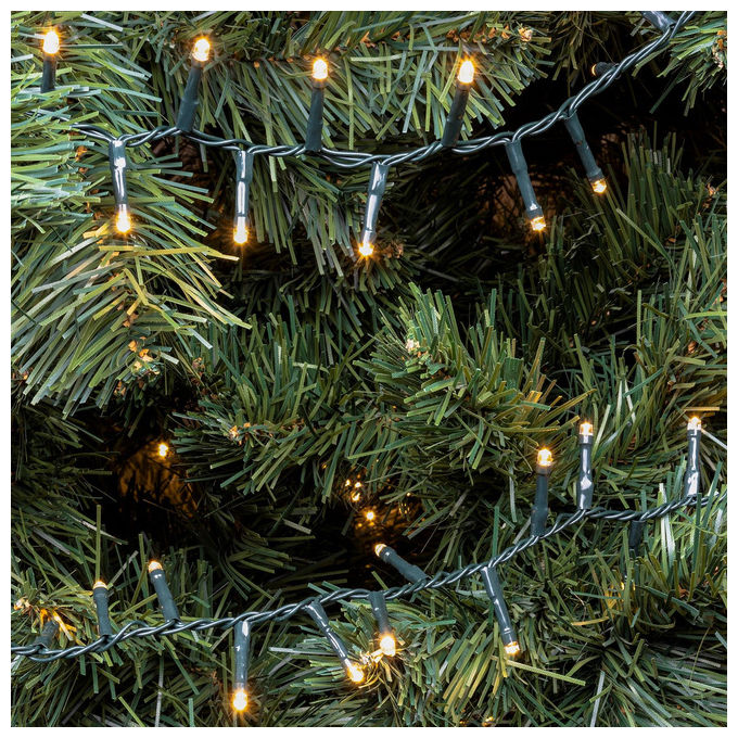 Lotti 34808 Catena Nastro Minicluster 1000 LED Bianco Caldo 5mm 8 Giochi Timer 20,5 m colore Verde