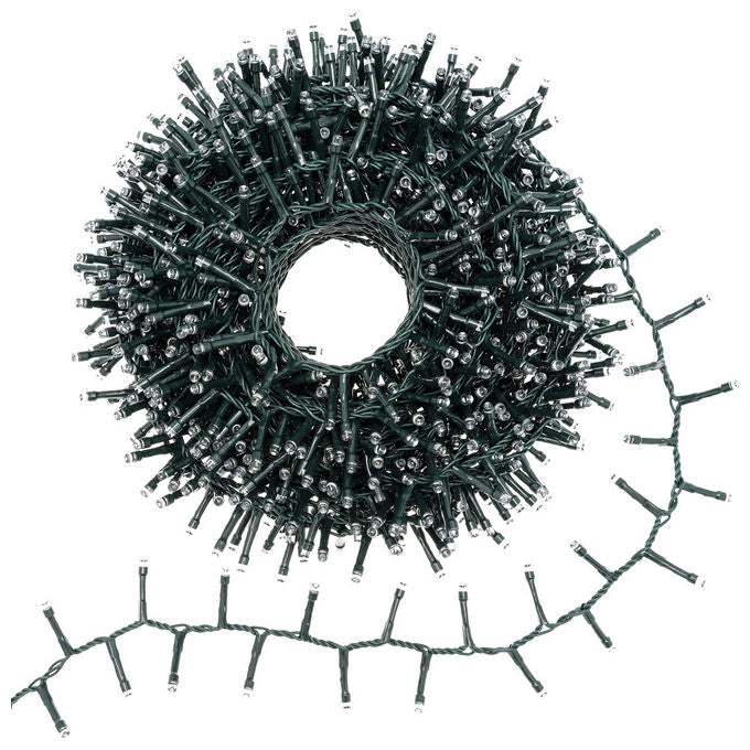 Lotti 34808 Catena Nastro Minicluster 1000 LED Bianco Caldo 5mm 8 Giochi Timer 20,5 m colore Verde