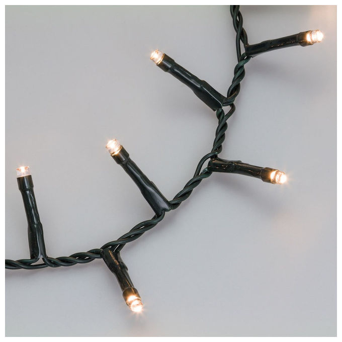 Lotti 34808 Catena Nastro Minicluster 1000 LED Bianco Caldo 5mm 8 Giochi Timer 20,5 m colore Verde