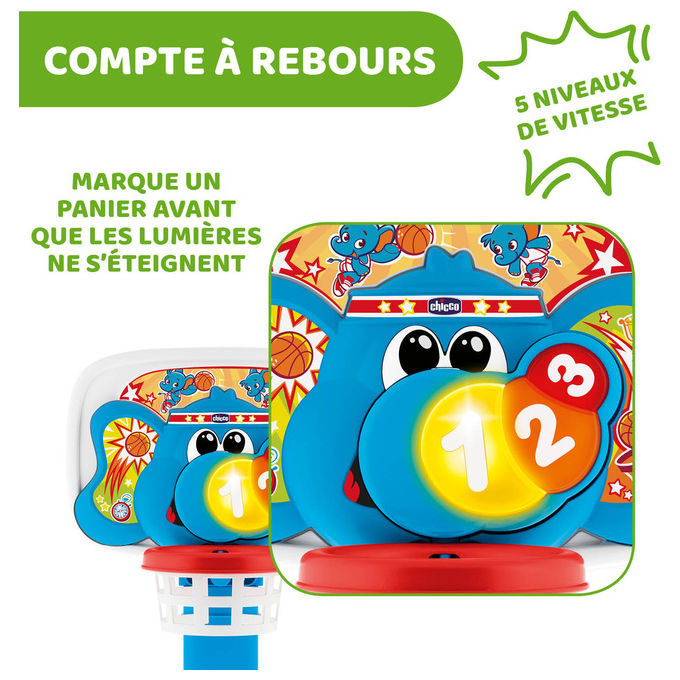 Chicco 09343 FitandFun Basket League Canestro Elettronico Interattivo 2 Modalita' di Gioco Altezza Regolabile 58 cm colore Multicolore