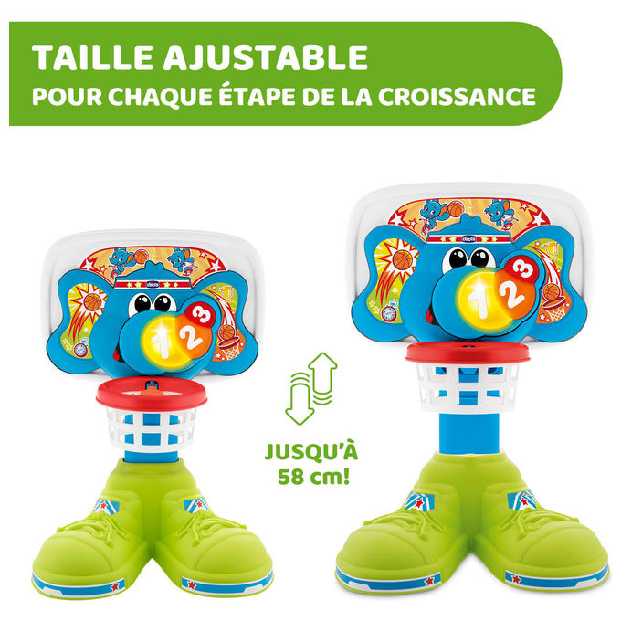Chicco 09343 FitandFun Basket League Canestro Elettronico Interattivo 2 Modalita' di Gioco Altezza Regolabile 58 cm colore Multicolore