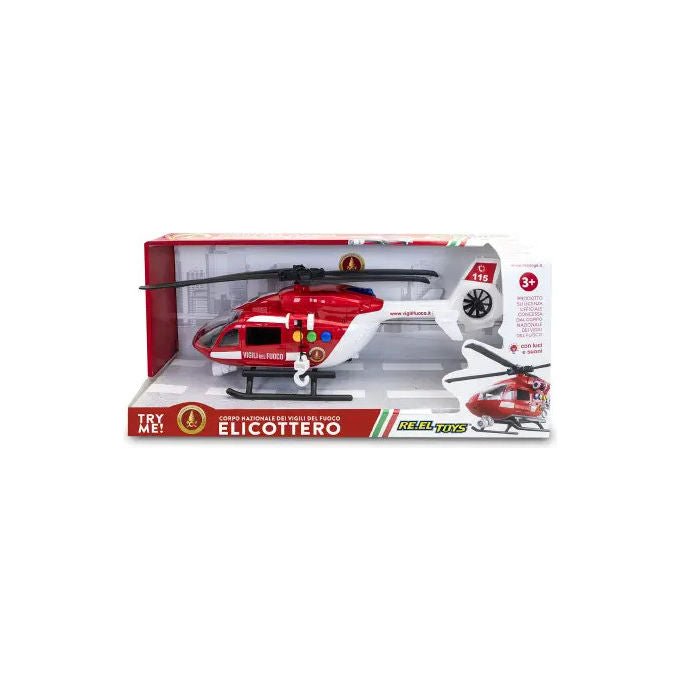 Re.El Toys 0355 Elicottero Vigili del Fuoco Radiocomandato Luci Suoni Verricello 35 cm eta' 3+