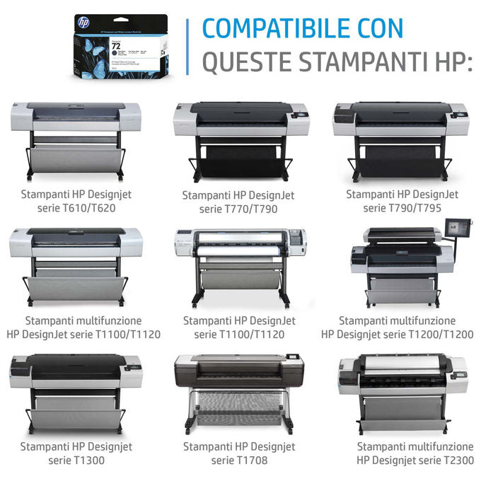 HP C9403A 72 Cartuccia Inchiostro Vivera Nero Opaco 130 ml per DesignJet T610 T770 T1100 T1200 colore Nero