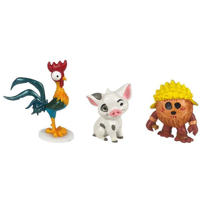 Enesco 6017368 Disney Showcase Set 3 Mini Statuette Vaiana Hei Hei Pua Kakamora Resina Dipinta a Mano colore Multicolore
