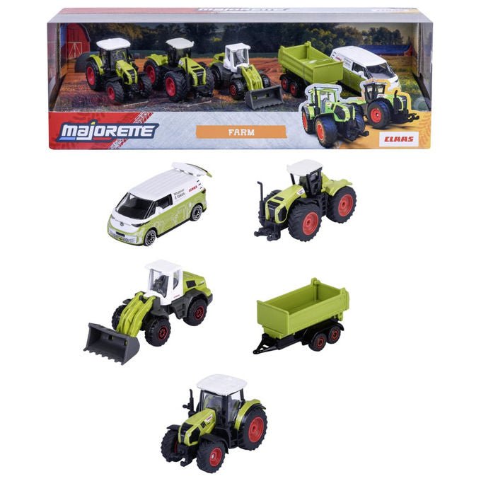 Majorette 8503105002 Claas Farm Giftpack Set 5 Veicoli Agricoli Die-Cast Scala 1:64 3 anni+ colore Bianco Verde