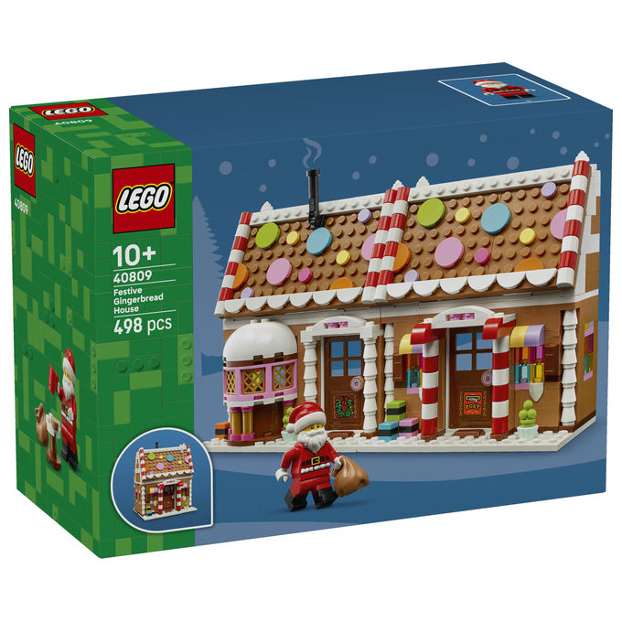 Lego 40809 Casa di Pan di Zenzero Festiva Set da Costruzione con Minifigure di Babbo Natale 498 pezzi colore Multicolore