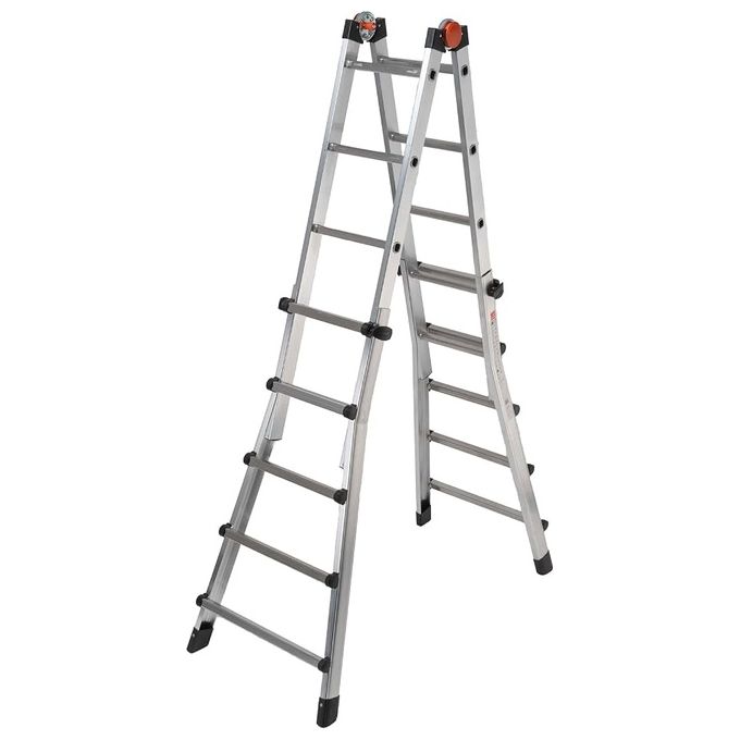 Gierre AL002 Scala Telescopica Multifunzione 5+5 Gradini in Alluminio Altezza Massima Estesa 481 cm Chiusa 141 cm colore Grigio