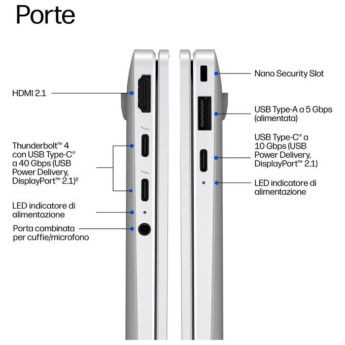 HP E4LH3AT HP EliteBook X G2a 14'' 3K 16 GB LPDDR5x-SDRAM 512 GB SSD Wi-Fi 7 Windows 11 Pro colore Argento