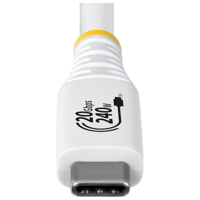 StarTech.com CC2M20GUSB4TPW Cavo USB4 2m 20 Gbps PD 240W DP 1.4 4K 120Hz USB-C Maschio a Maschio colore Bianco