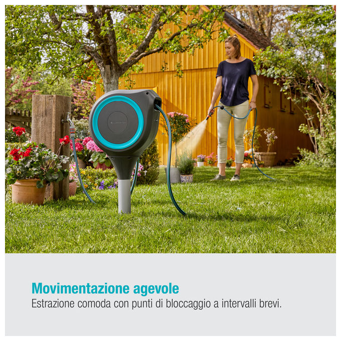 GARDENA Avvolgitubo Automatico da Giardino RollUp S, con Tubo da 15m