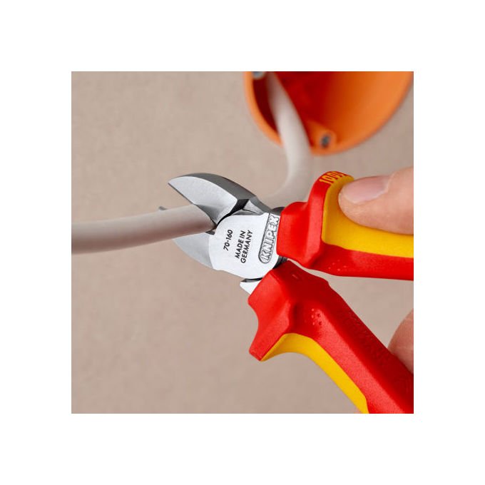 Knipex 70 06 160 T Pinze da taglio diagonale Acciaio al cromo vanadio Isolato 1000 V Lunghezza 160 mm colore Rosso Giallo