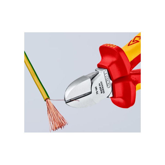 Knipex 70 06 160 T Pinze da taglio diagonale Acciaio al cromo vanadio Isolato 1000 V Lunghezza 160 mm colore Rosso Giallo