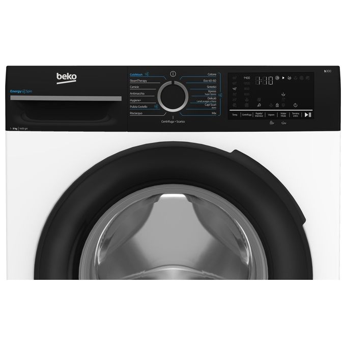 Beko 7004240048 b300 Lavatrice Caricamento frontale 9 Kg 1400 rpm Classe A-30% Inverter Touch EnergySpin Vapore (60x58x84.5 cm) colore Bianco