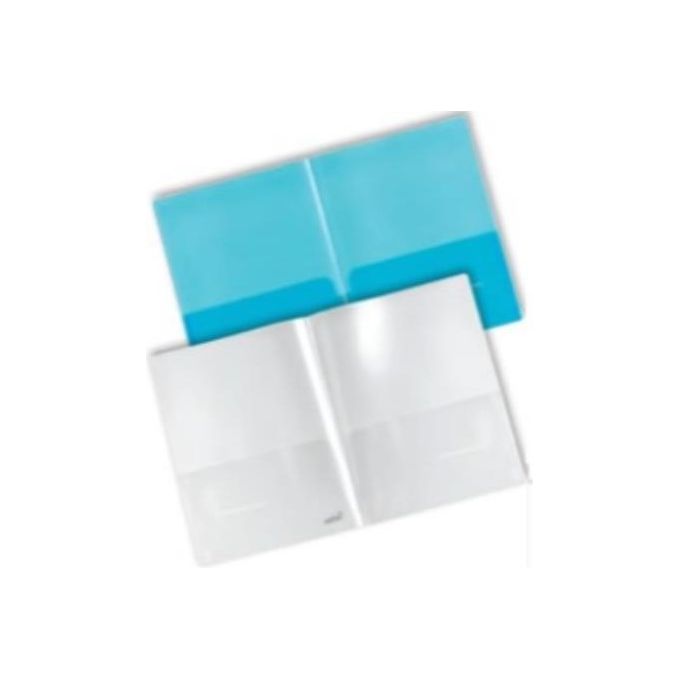 Plastidea Confezione 5 Cartelline Doppia Tasca Interna Blu