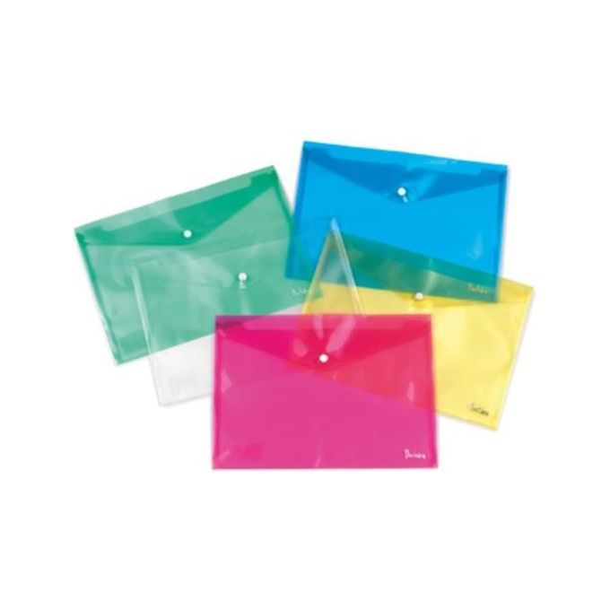 Plastidea Confezione 5 Buste con Bottone 14 5x10cm 5 Colori  Assortiti