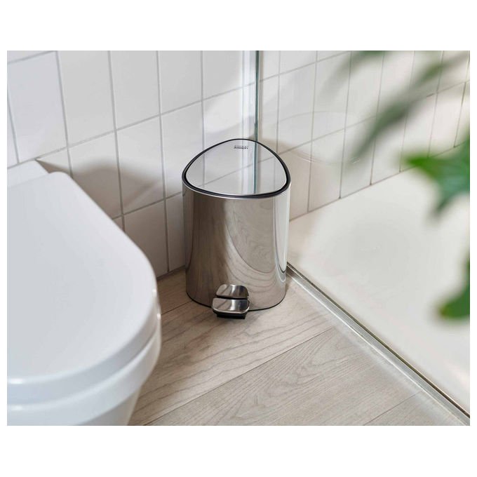 Joseph Joseph 70596 Easystore luxe Cestino a pedale 5 L Acciaio inossidabile con chiusura soft e portaborraccia interno colore Argentato