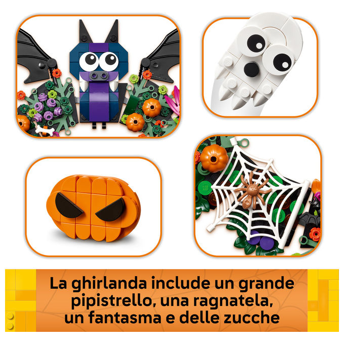 Lego 40825 Ghirlanda di Halloween con Pipistrelli Zucche Fantasmi e Ragnatele 617 pezzi colore Multicolore