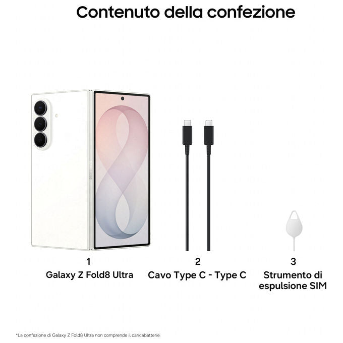 Samsung SM-F976BZWCEUE Galaxy Z Fold8 Ultra Smartphone 512GB RAM 12GB Fotocamera 200 MP Batteria 5000 mAh Processore Snapdragon 8 Elite Gen 5 colore Crema