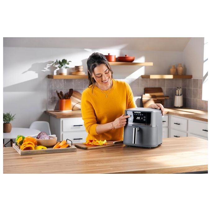 NutriBullet NBA0611DG - Friggitrice ad aria calda 6 L, 1700 W, 6 programmi, termostato regolabile, design grigio scuro