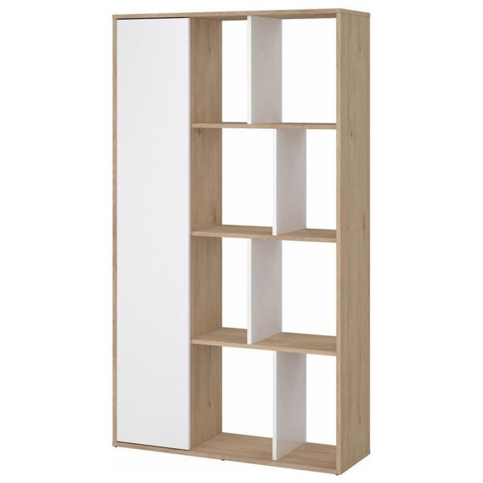 Tvilum 71739HLUU Libreria Maze con 1 Anta 3 Ripiani in Legno colore Bianco e Rovere