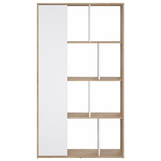 Tvilum 71739HLUU Libreria Maze con 1 Anta 3 Ripiani in Legno colore Bianco e Rovere