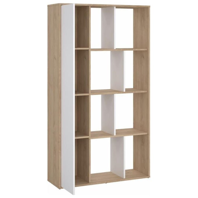 Tvilum 71739HLUU Libreria Maze con 1 Anta 3 Ripiani in Legno colore Bianco e Rovere