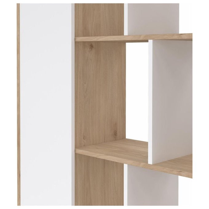 Tvilum 71739HLUU Libreria Maze con 1 Anta 3 Ripiani in Legno colore Bianco e Rovere