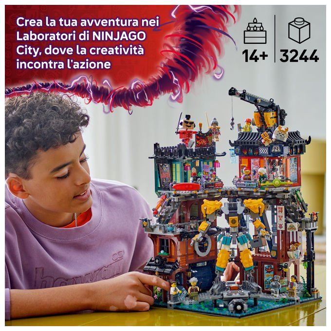 Lego NINJAGO 71837 Laboratori di City Set di costruzioni 3244 pezzi 10 minifigure Mech personalizzabile