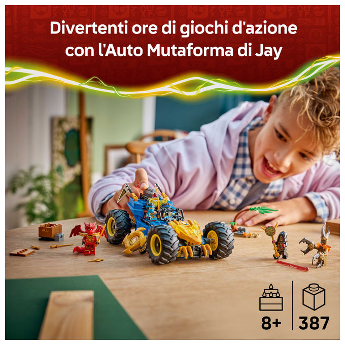 LEGO, Ninjago Auto Mutaforma di Jay, Set costruzioni unisex, 387 Pezzi
