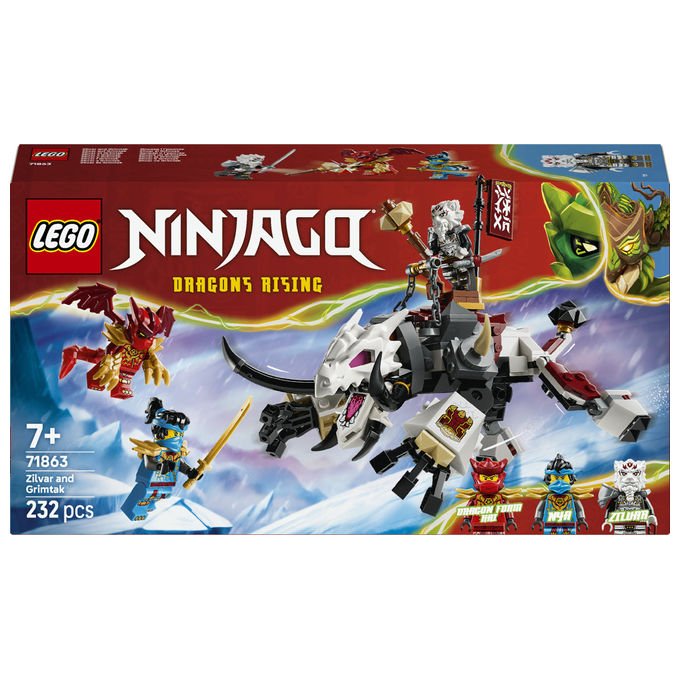 Lego 71863 NINJAGO Zilvar e Grimtak la Bestia Drago Set da costruzione 232 pezzi 3 Minifigure per bambini da 7 anni