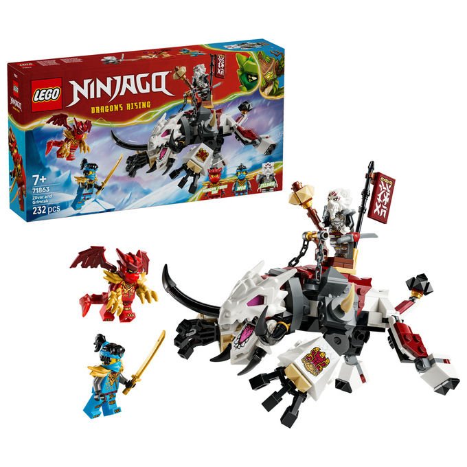 Lego 71863 NINJAGO Zilvar e Grimtak la Bestia Drago Set da costruzione 232 pezzi 3 Minifigure per bambini da 7 anni