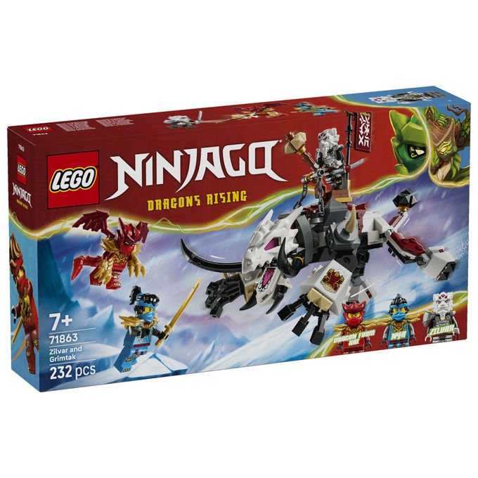 Lego 71863 NINJAGO Zilvar e Grimtak la Bestia Drago Set da costruzione 232 pezzi 3 Minifigure per bambini da 7 anni