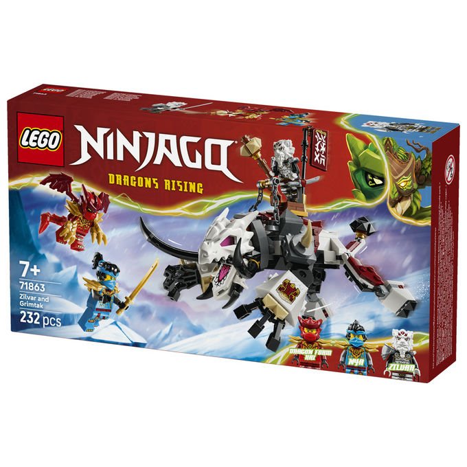Lego 71863 NINJAGO Zilvar e Grimtak la Bestia Drago Set da costruzione 232 pezzi 3 Minifigure per bambini da 7 anni