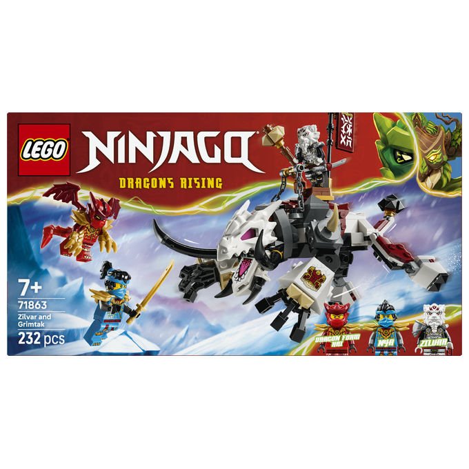 Lego 71863 NINJAGO Zilvar e Grimtak la Bestia Drago Set da costruzione 232 pezzi 3 Minifigure per bambini da 7 anni