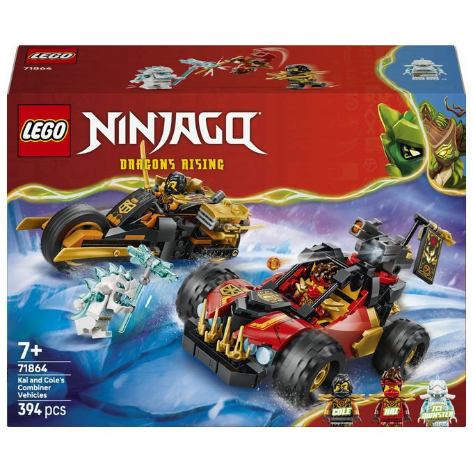 Lego 71864 Ninjago Veicoli Combinanti di Kai e Cole Set Costruzioni 394 Pezzi 3 Minifigure da 7 Anni
